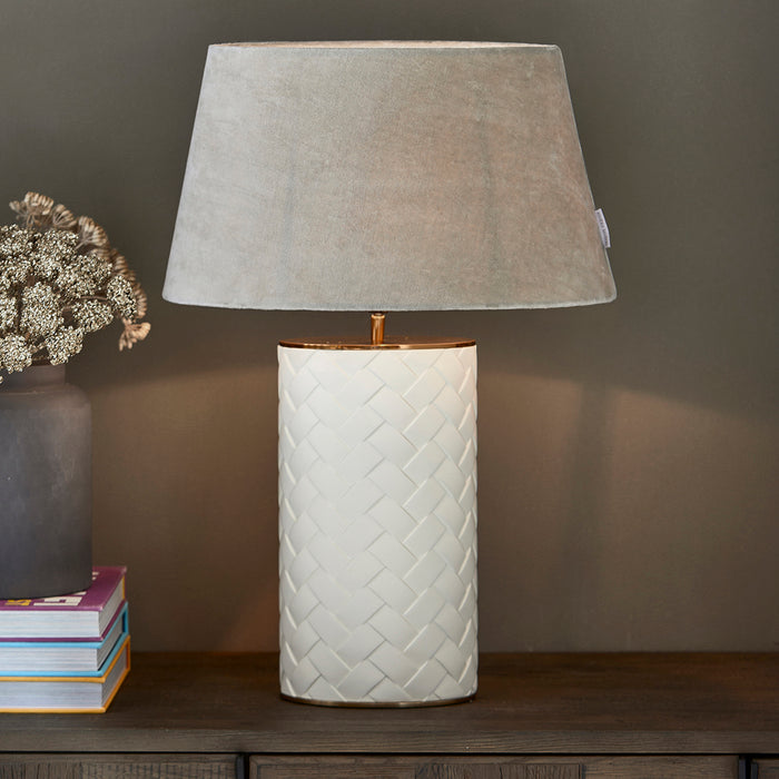 Riviera Maison Lampenkap Beige, Halfrond - Oval Velvet (ØxH) 45x26