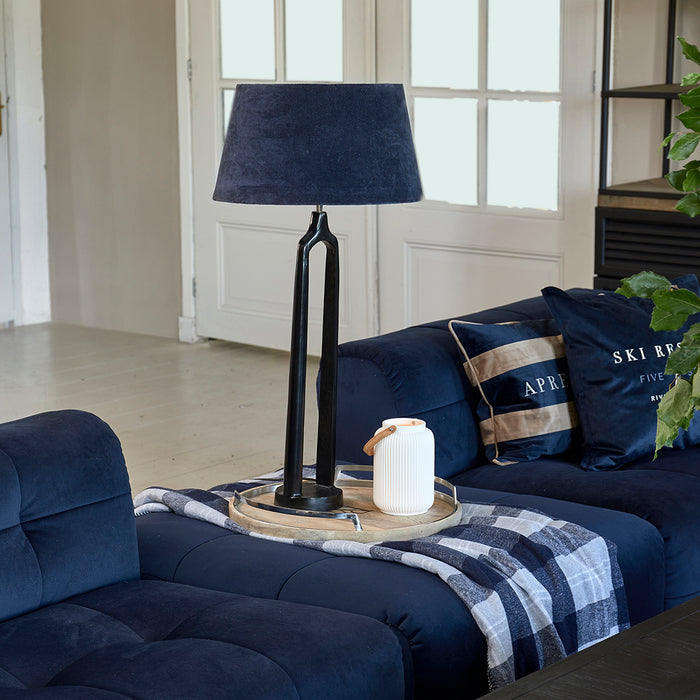 Riviera Maison Lampenkap blauw, Cilinder - Velvet (ØxH) 45x25