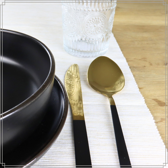 OTIX Bestekset Goud met Zwart 8 persoons 32-delig RVS