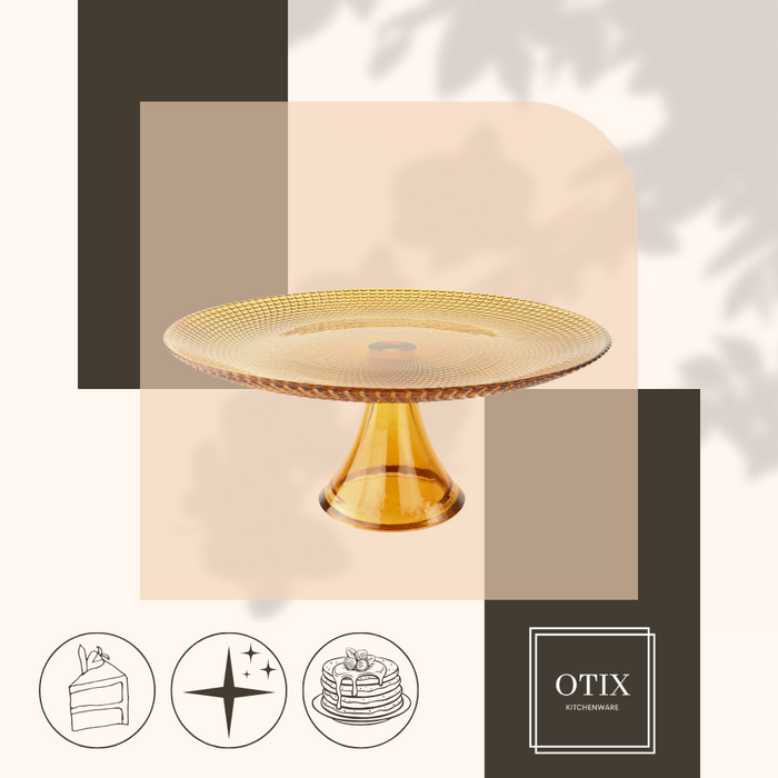 OTIX Taartplateau met Voet Serveerplateau 28cm Amber Kleur Glas