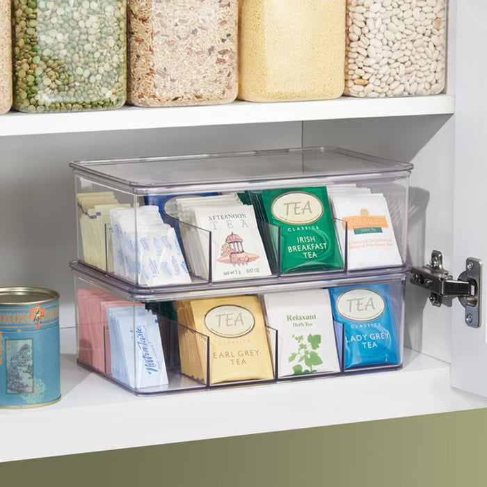 Theedoos, 8 Vakken, 27.3 x 18.4 x 9.5 cm, Kunststof, Transparant - iDe