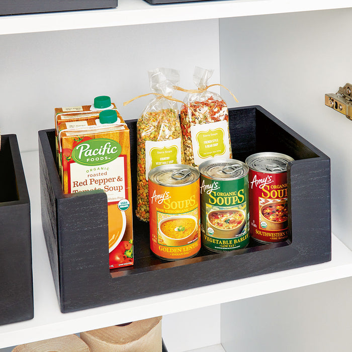 Opbergbox, Open, 25.5 x 38 x 15 cm, Paulownia Hout, Zwart - iDesign |