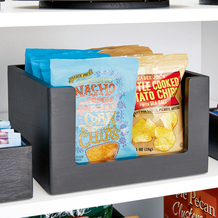 Opbergbox, Open, 25.5 x 25.5 x 15 cm, Paulownia Hout, Zwart - iDesign