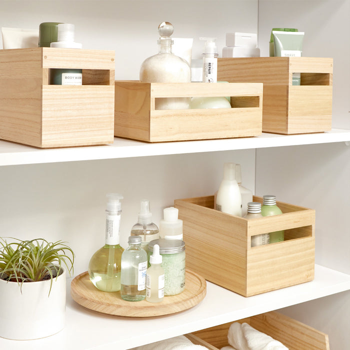 iDesign - Opbergbox met Handvat, 25.4 x 25.4 x 15.5 cm, Paulownia Hout