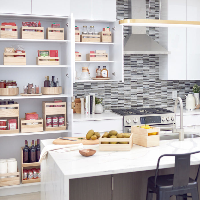 iDesign - Opbergbox met Handvat, 25.4 x 25.4 x 15.5 cm, Paulownia Hout