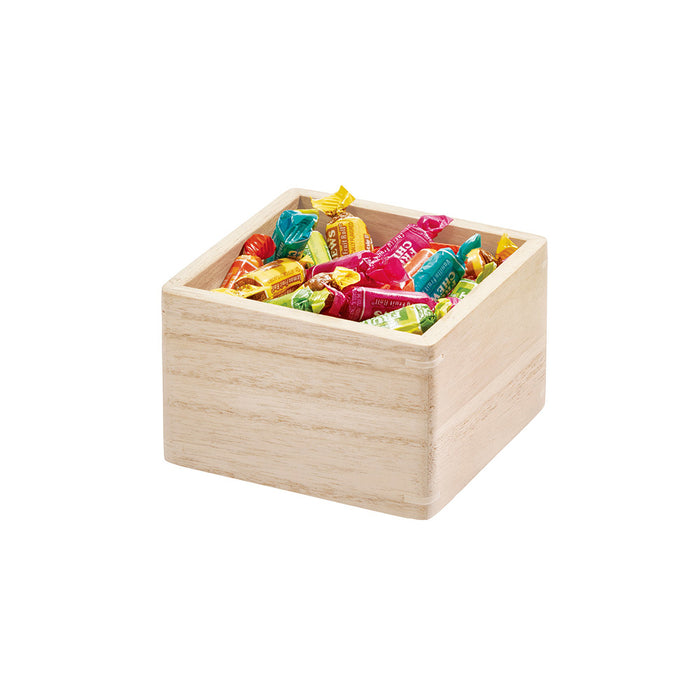 iDesign - Opbergbox, 11.5 x 11.5 x 7.6 cm, Paulownia Hout, Beige - iDe