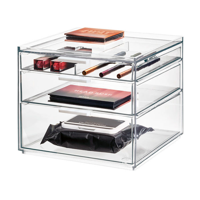 Make-up Organizer, 3 Lades, Hoog, 21 x 20.3 x 17.8 cm, Transparant - i