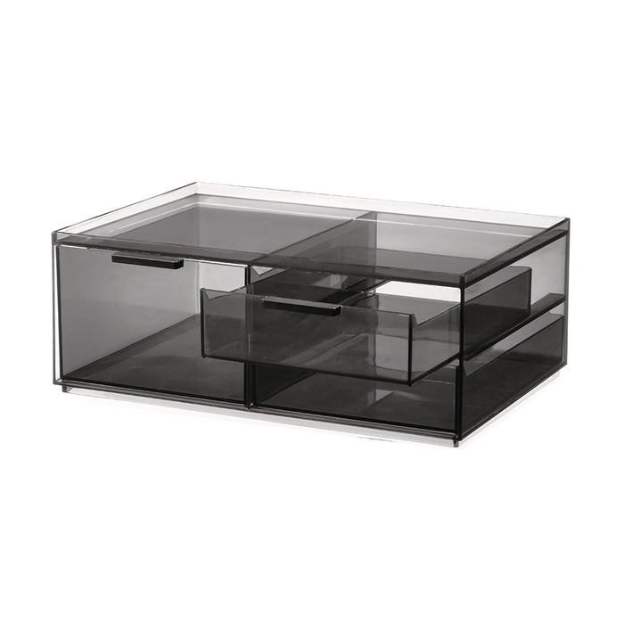 Make-up Organizer, 3 Lades, Breed, 30.5 x 20.3 x 11.4 cm, Smoke - iDes