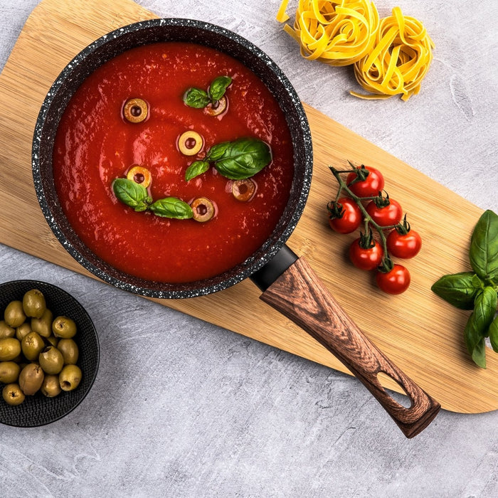 Westinghouse Pannenset - Steelpan 18cm + Braadpan 24cm – Marmer Wood