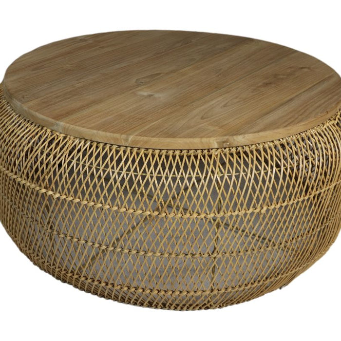HSM - HSM Collection-Ronde Salontafel -80x80x36-Naturel-Rotan|Teak
