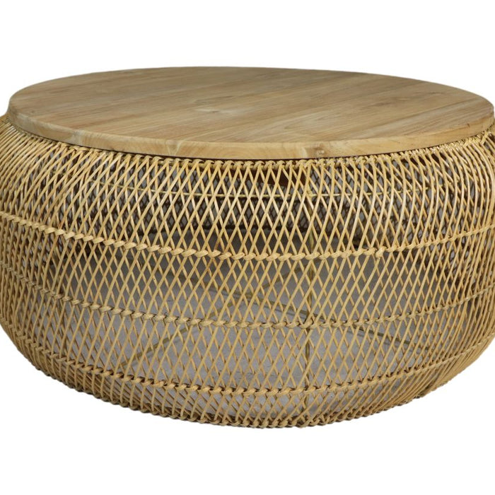 HSM - HSM Collection-Ronde Salontafel -80x80x36-Naturel-Rotan|Teak