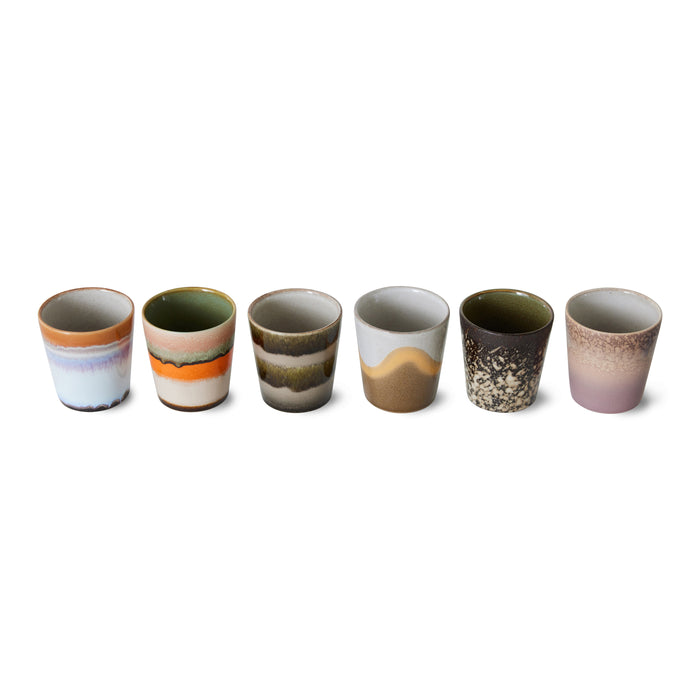 HKliving 70's Ceramics Mokken 0,23 L - Set van 6 - Elements
