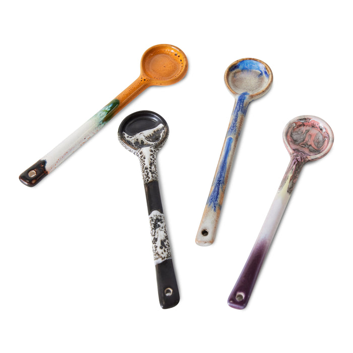 HKliving 70's Ceramics Lepels Set van 4 - L 12,5 cm - Force