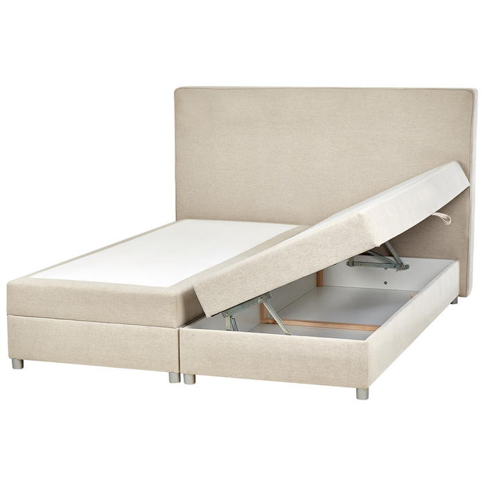 Beliani-MINISTER-Boxspringbed-Lichtbeige-180 x 200 cm-Polyester