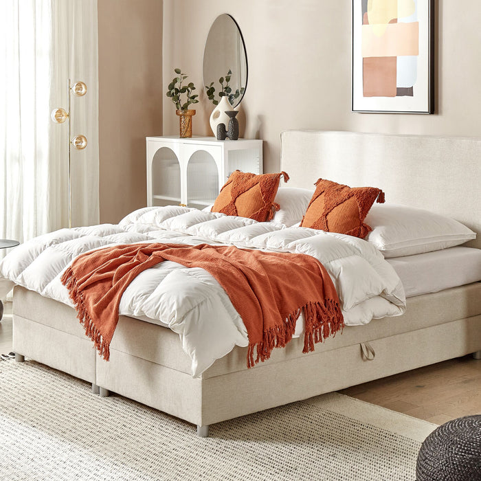 Beliani-ADMIRAL -Boxspringbed-Lichtbeige-160 x 200 cm-Polyester