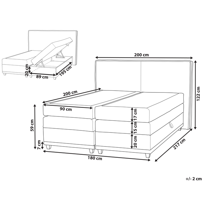 Beliani-DYNASTY-Boxspringbed-Lichtbeige-180 x 200 cm-Polyester