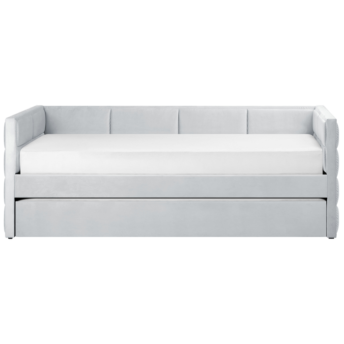 Beliani - CHAVONNE - Slaapbank - Lichtgrijs - 90 x 200 cm - Fluweel