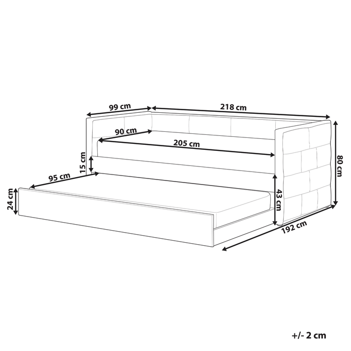Beliani - CHAVONNE - Slaapbank - Lichtgrijs - 90 x 200 cm - Fluweel