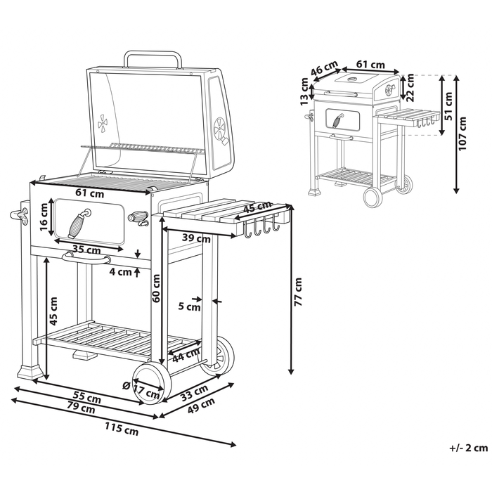 Beliani - PAVLOF - Houtskoolgrill - Grijs - Staal