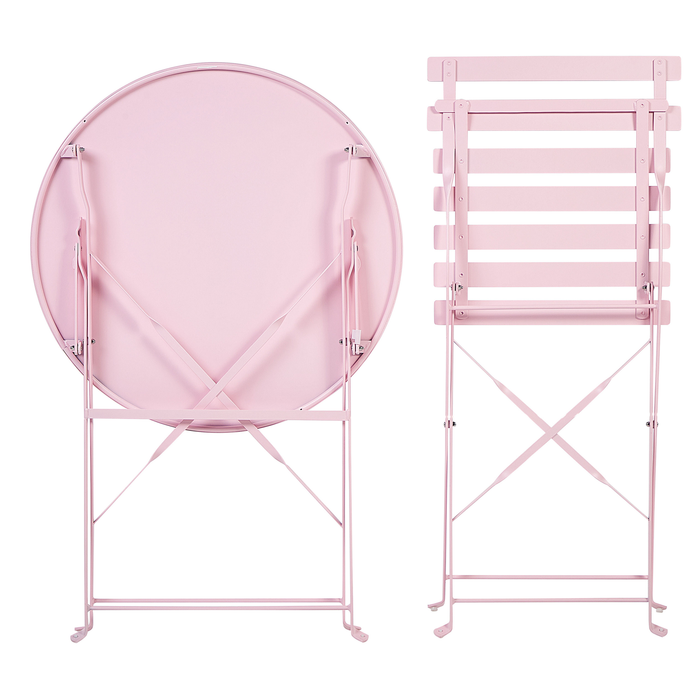Beliani - FIORI - Bistroset voor 2 - Pastelroze - Staal