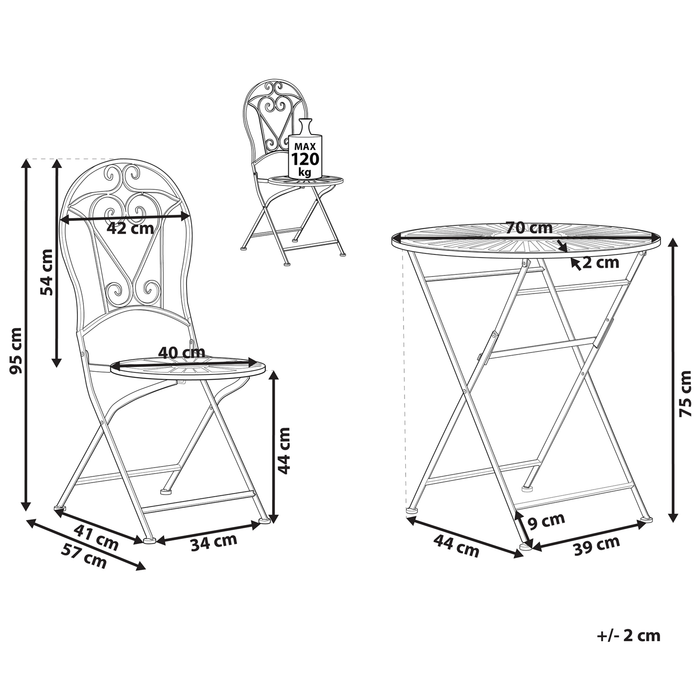 Beliani - TRENTO - Bistroset voor 2 - Groen - Metaal