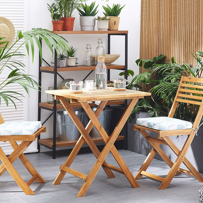 Beliani-FIJI-Bistroset voor 2-Lichte houtkleur |Blauw-Acaciahout