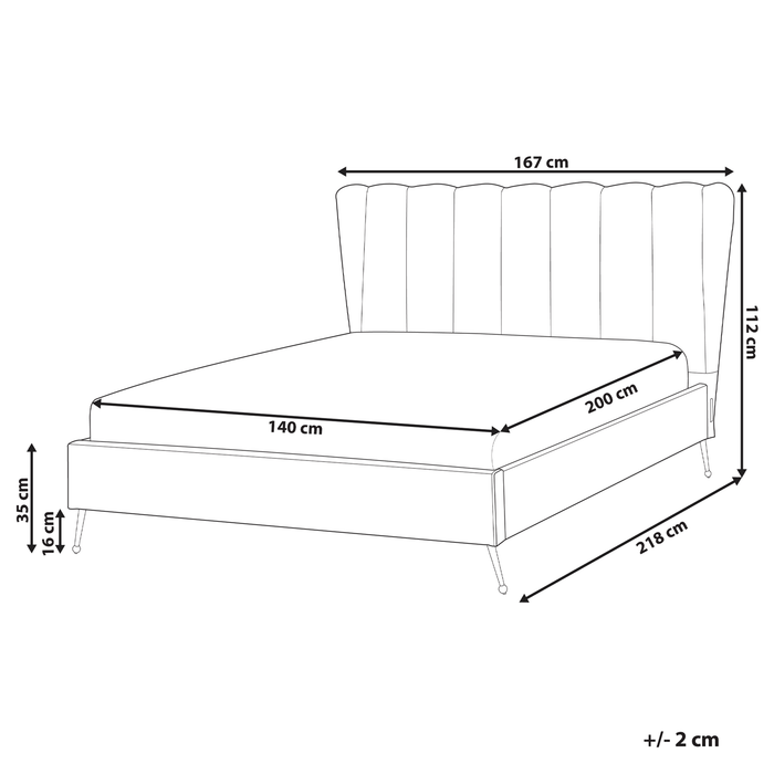 Beliani - MIRIBEL - Tweepersoonsbed - Taupe - 140x200 - Fluweel
