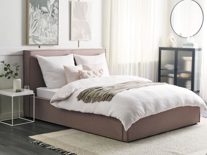 Beliani - MOISSAC - Bed - Taupe - 160 x 200 cm - Polyester