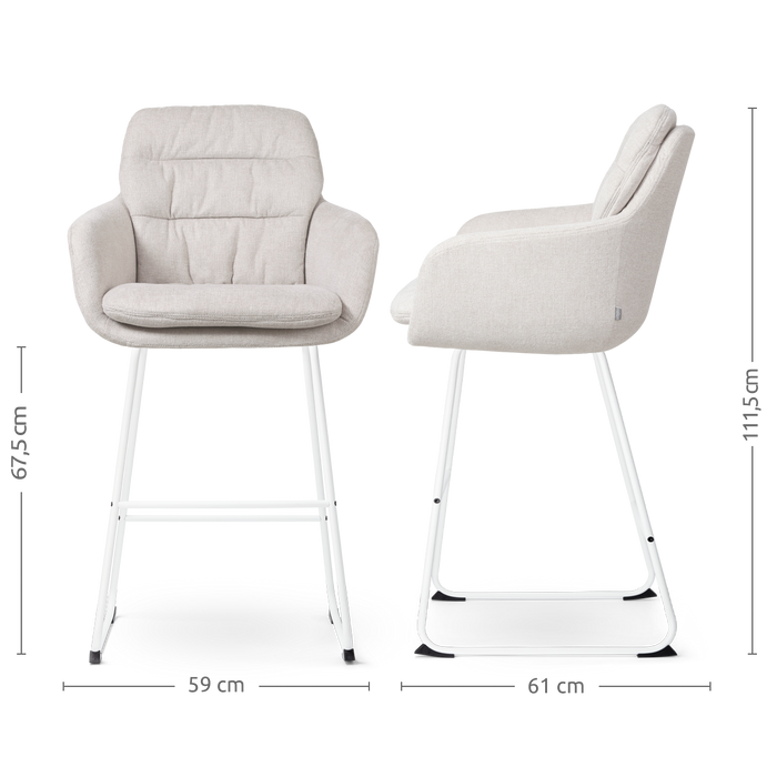 Nolon Nino-Mia Barkruk Beige - met Armleuning - Wit - 65 cm