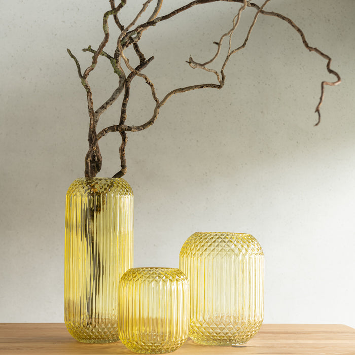 J-Line vaas Recht Geslepen - glas - geel - small - Ø 14.5 cm