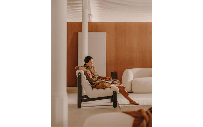 Kave Home - Wit Maha-schilderij met horizontale lijn 110 x 220 cm