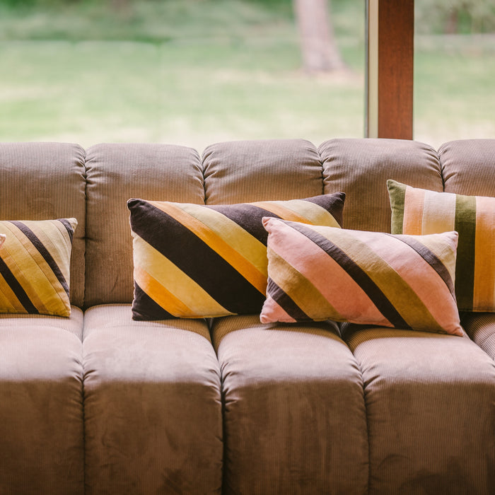 HKliving Striped Velvet Sierkussen 30 x 50 cm - Sunkissed