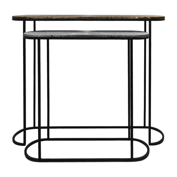 HSM - Console Tafel Fletcher - 96x30x78|72x30x69 - Zilver|goud - Set
