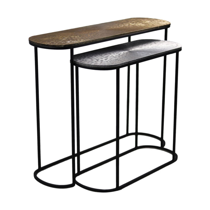 HSM - Console Tafel Fletcher - 96x30x78|72x30x69 - Zilver|goud - Set