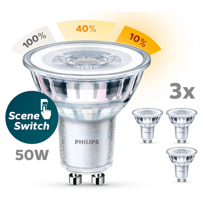 Philips LED Spot SceneSwitch - 50 W - GU10 - warmwit licht - 3 stuks
