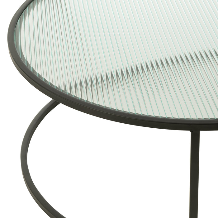 J-Line Set Van 2 Salontafel Rond Metaal|Glas Zwart