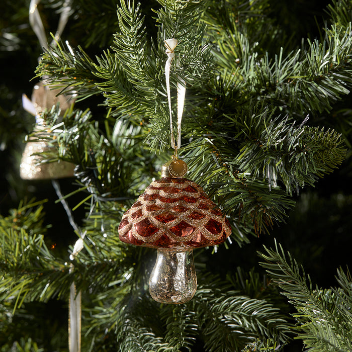 Riviera Maison Kerstbal Rood Paddenstoel Sparkling Mushroom (ØxH) 9x11