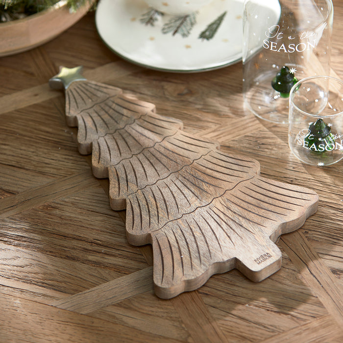 Riviera Maison Serveerplank Bruin, Borrelplank - Winter Welcome Tree
