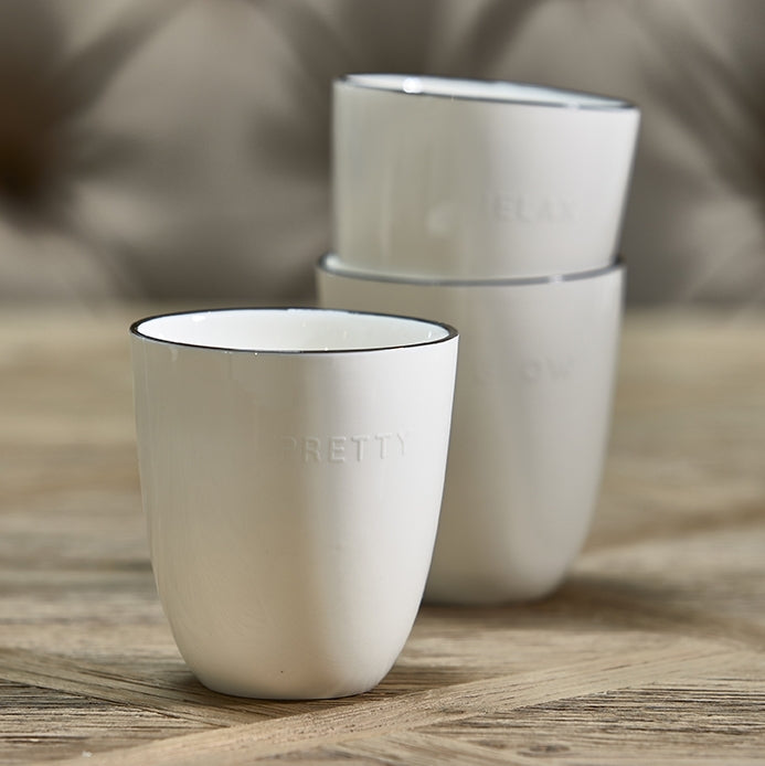 Riviera Maison Koffiemokken, Wit - Pretty - 2 stuks