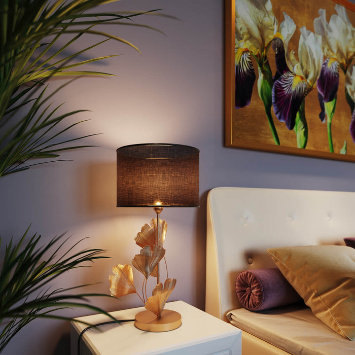 Kare Design Tafellamp gingkobladeren goud en zwart