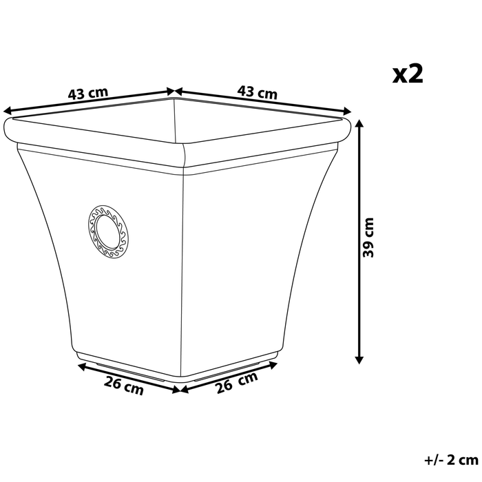 Beliani-ELATEIA II-Bloempot set van 2-Wit-43 cm-Klei-vezelmengsel