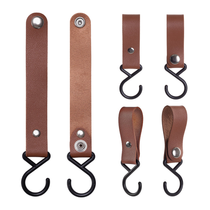 QUVIO ophanghaak met leren bandje - Bruin