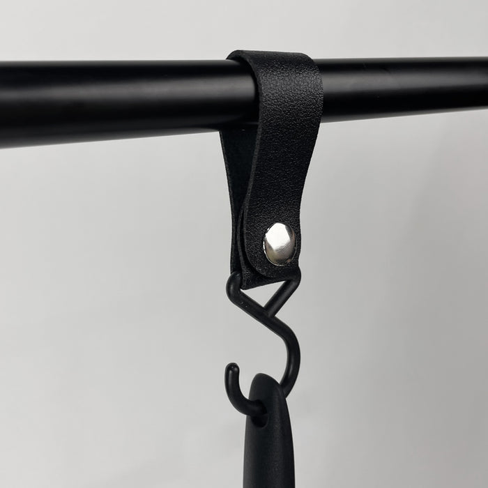 QUVIO ophanghaak met leren bandje - Zwart - set van 2