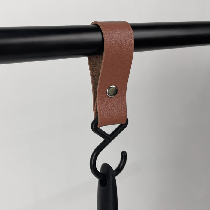 QUVIO ophanghaak met leren bandje - Bruin - set van 8