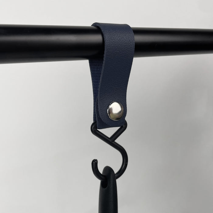 QUVIO ophanghaak met leren bandje - Blauw