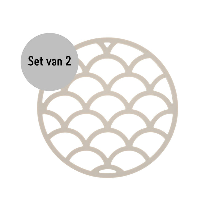 Krumble Pannenonderzetter met schubben patroon - Beige - Set van 2