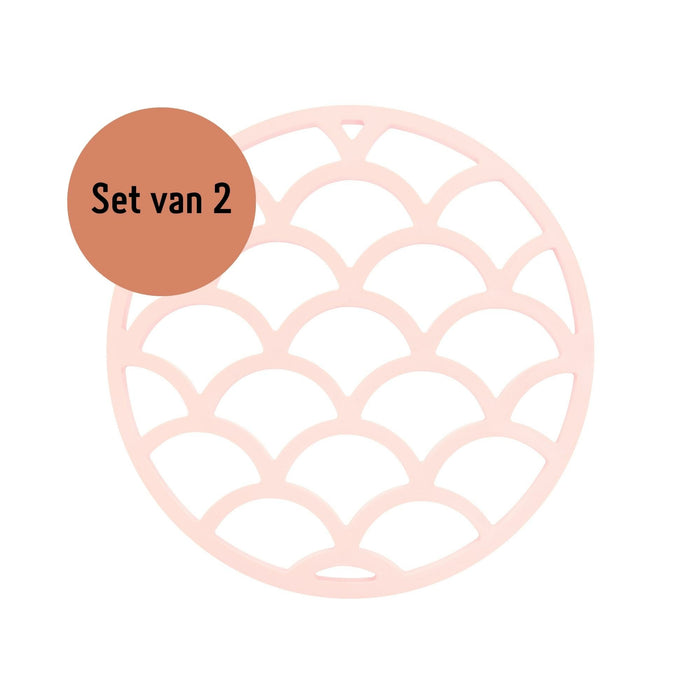 Krumble Pannenonderzetter met schubben patroon - Roze - Set van 2