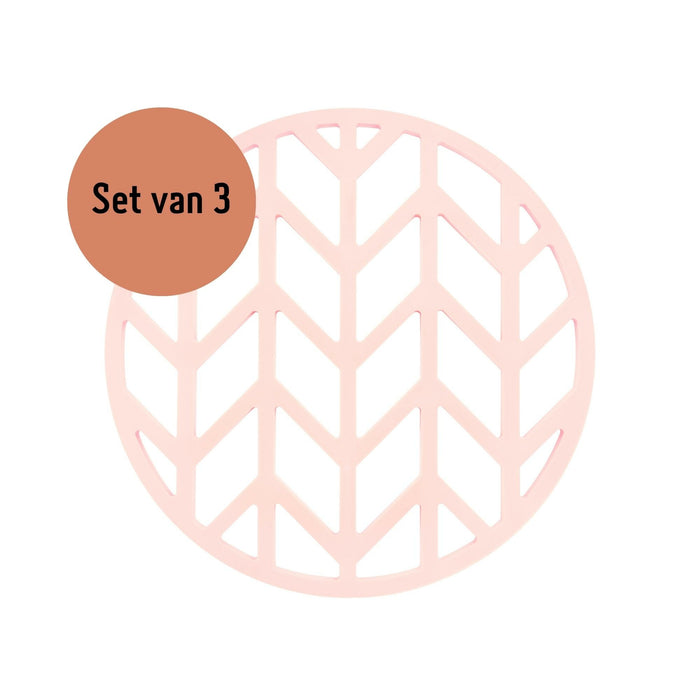 Krumble Pannenonderzetter met pijlen patroon - Roze - Set van 3