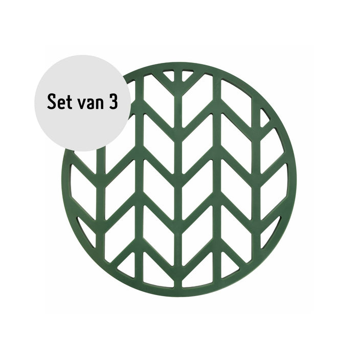 Krumble Pannenonderzetter met pijlen patroon - Groen - Set van 3