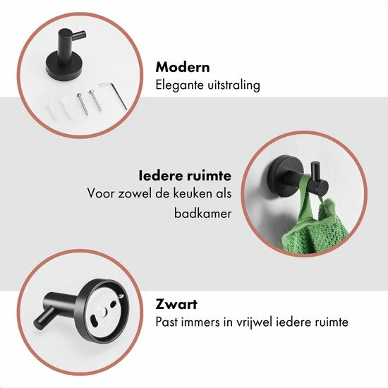 QUVIO Handdoekhouder - Staal - Set van 4